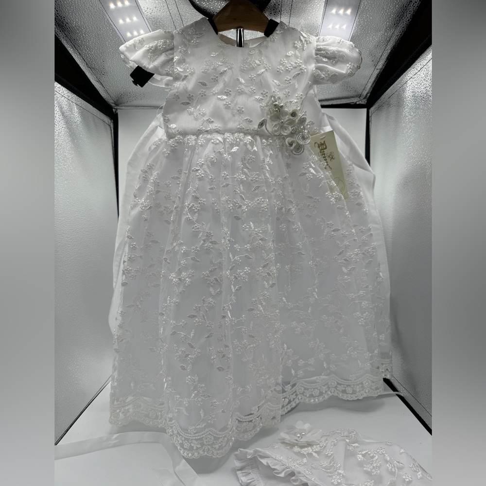 Danae Baptismal Dress with Bonnet